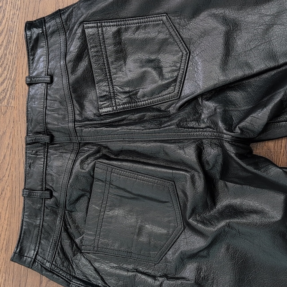 Danier Black Leather High Rise Straight Leg Pants Fits Modern Size 6 - Picture 4 of 8